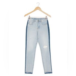 INC Women's size 4 acid-washed high rise skinny jeans Frayed bottoms #DenimJeans